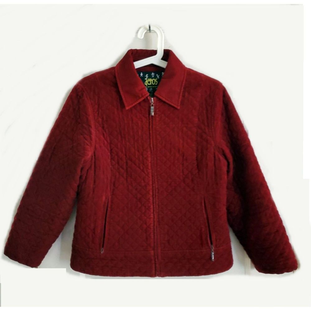 Women's AEROS Red Quilted Jacket Sz S EUC